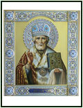 православная икона, оклад иконы Св. Николай, филигрань, серебро, позолота