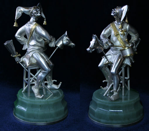 серебряная скульптура шахмата белый Конь